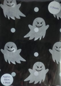 Black with white ghosts - The Craft Box Blog - Paisley 5pk Tissue Paper - Black with white ghosts